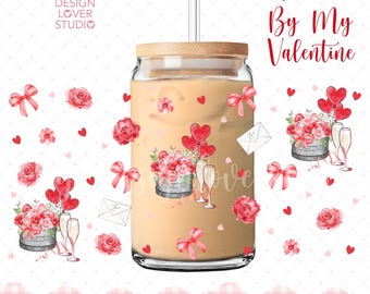 SIN IA, Envoltorio para vaso "Sé mi San Valentín", Estética rosa coqueta, Envoltorio para vaso de San Valentín, Coqueta roja de San Valentín, Vaso de lata, San Valentín femenino