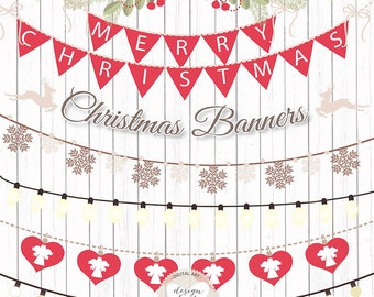 Vector Rustic christmas clipart, xmas clipart, holiday, christmas banner, lights, strings light, christmas decor, christmas lights