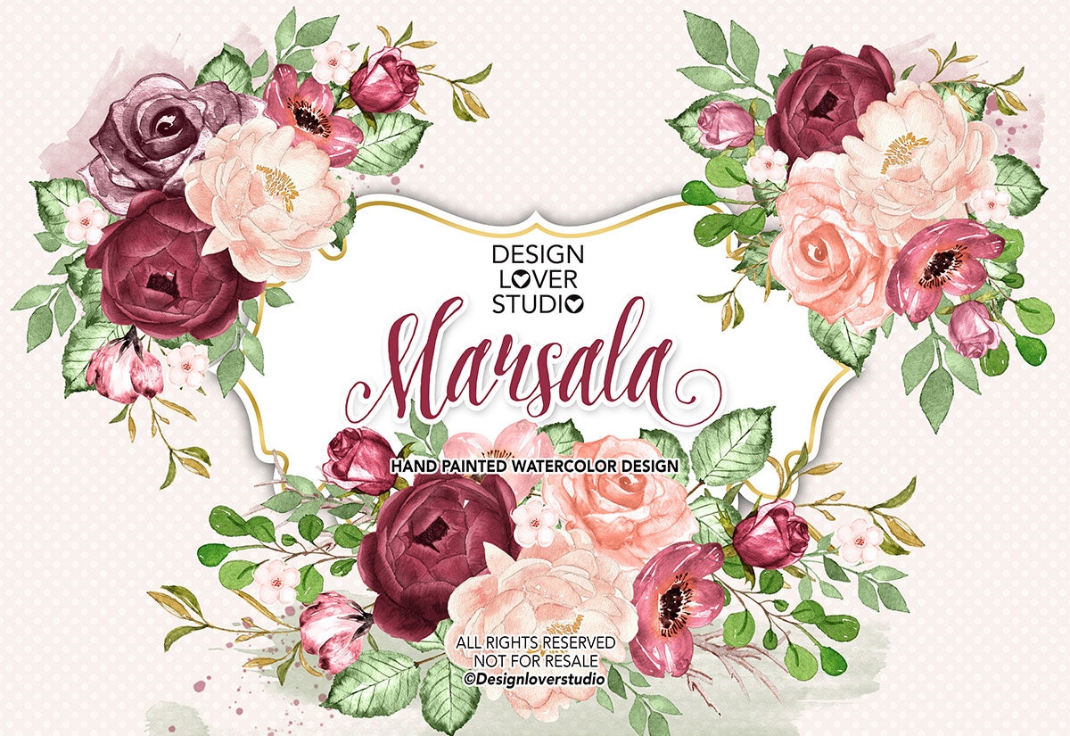 Acuarela MARSALA diseño flor de acuarela de primavera rubor - Etsy México