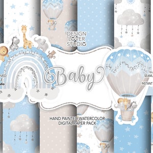 Nursery Baby Boy Rainbows digital paper pack, Baby boy nursery, rainbow, baby pattern, pattern, nursery baby, rainbow