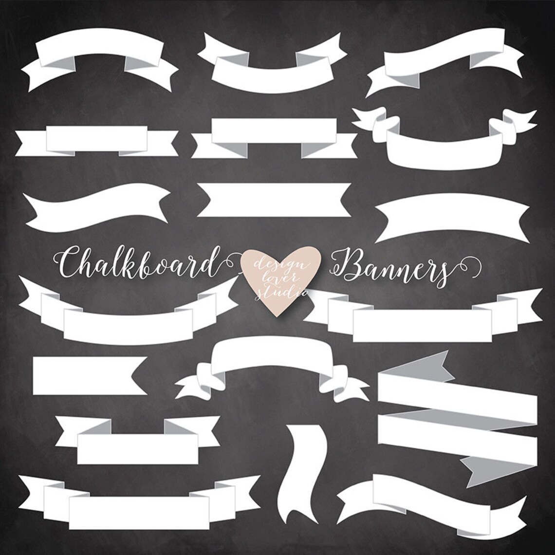 Premium VECTOR Banners Chalkboard Banner Clipart Chalkboard Etsy