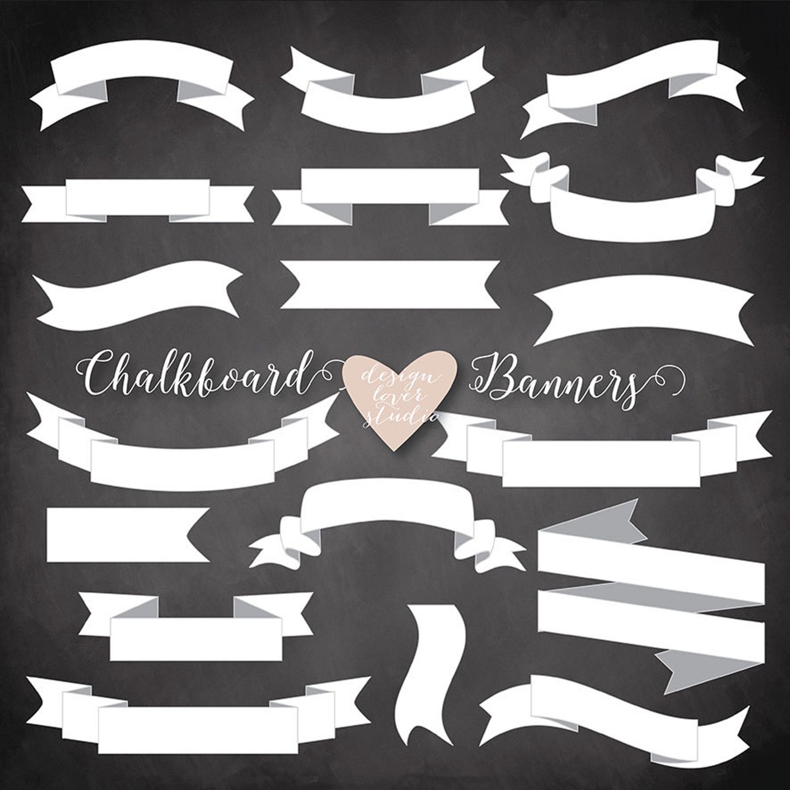 Premium VECTOR Banners Chalkboard Banner Clipart Chalkboard Etsy