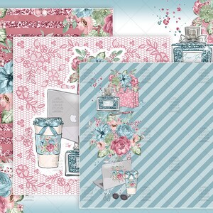 Boss Girl Digital Paper Pack, Spring, Watercolor Flower, Blush Floral ...