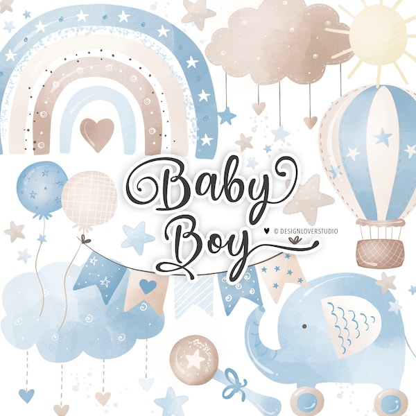 Nursery Baby Boy Rainbows design, Baby boy nursery, rainbow, baby clipart, clip art, nursery baby, rainbow