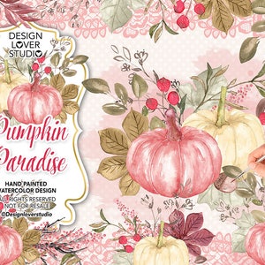 Watercolor &quot;Pumpkin Paradise&quot; clip arts,  Autumn Leaves, Fall, watercolor clip art, hand painted, leaves, watercolour clip art