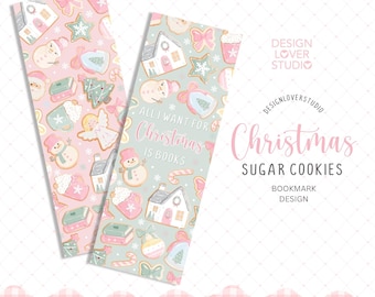 Sin IA, 100% dibujado a mano. Marcapáginas de galletas de jengibre navideñas, galletas navideñas adorables, dulces para fiestas navideñas, galletas de azúcar navideñas.