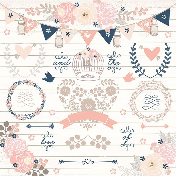 Navy Blue And Rose Blush Wedding Wreath Banner Wreath Etsy