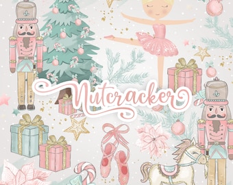 Nutcracker Christmas digital design, Xmas clipart, Cute Christmas clipart, ballet clipart, Holiday Clipart, christmas tree clipart
