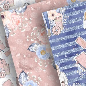 Boss Girl Digital Paper Pack, Watercolor Flower, Blush Floral Pattern ...