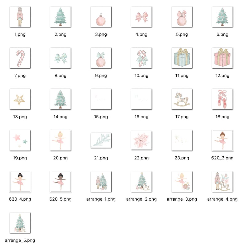 NO AI, 100% Hand-drawn art, Christmas Pastel Clipart, Pastel Christmas Gifts Clipart, Pastel Nutcracker Clipart, Christmas Nutcracker png image 3