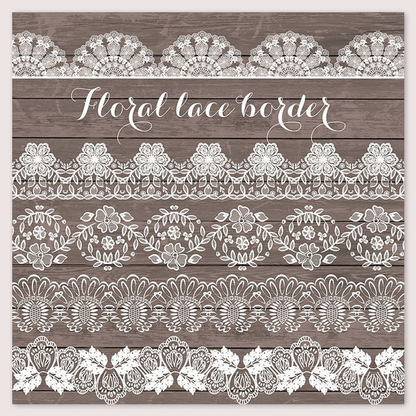 Bordure dentelle rustique, bordure d’invitation de mariage, cadre, clipart en dentelle, invitation de mariage en dentelle blanche, clipart shabby chic, dentelle vintage