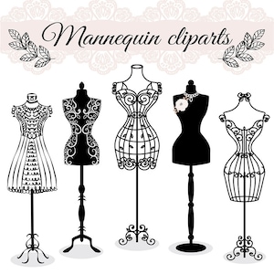 Premium VECTOR Hand draw mannequin, fashion, dress forms clipart, tailors dummy, sewing clipart