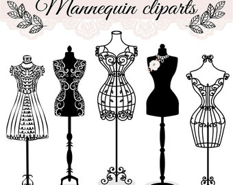 Premium VECTOR Hand draw mannequin, fashion, dress forms clipart, tailors dummy, sewing clipart