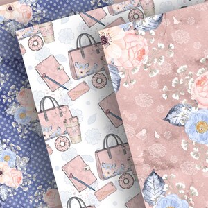Boss Girl Digital Paper Pack, Watercolor Flower, Blush Floral Pattern ...