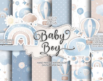 Kinderzimmer Baby Junge Regenbogen digitale Papierpackung, Baby Junge Kinderzimmer, Regenbogen, Baby Muster, Heißluftballon, Muster, Kinderzimmer Baby, Regenbogen