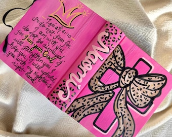 Biblia Coquette Bow: para escribir un diario, NVI pintada a medida, estampado de leopardo.