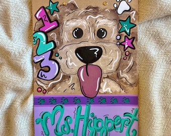 Handpainted Dog Clipboard: Personalized Teacher Classroom Supplies