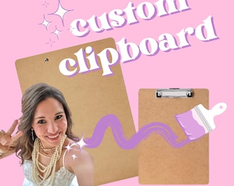 Portapapeles pintado a mano: diseño personalizable, artículos de oficina personalizados.