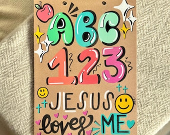 Christian Quote Clipboard: “Jesus Love Me”, Hand-Painted Gift