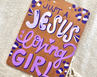 Teacher Clipboard: “Jesus Loving Girl”, Purple Leopard Print, End of School
