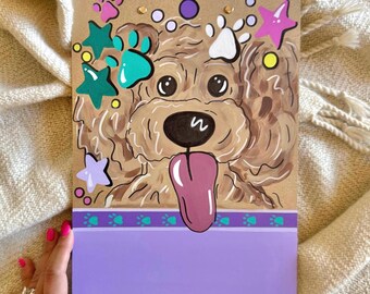 Portapapeles con diseño de perro pintado a mano: Cachorro personalizado, artículos de oficina personalizados