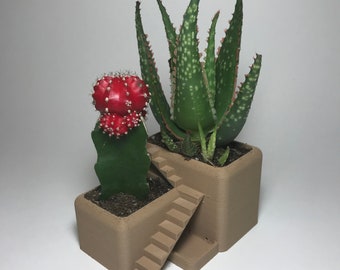 3D printed Wood Villa Succulent  planter-Free shipping