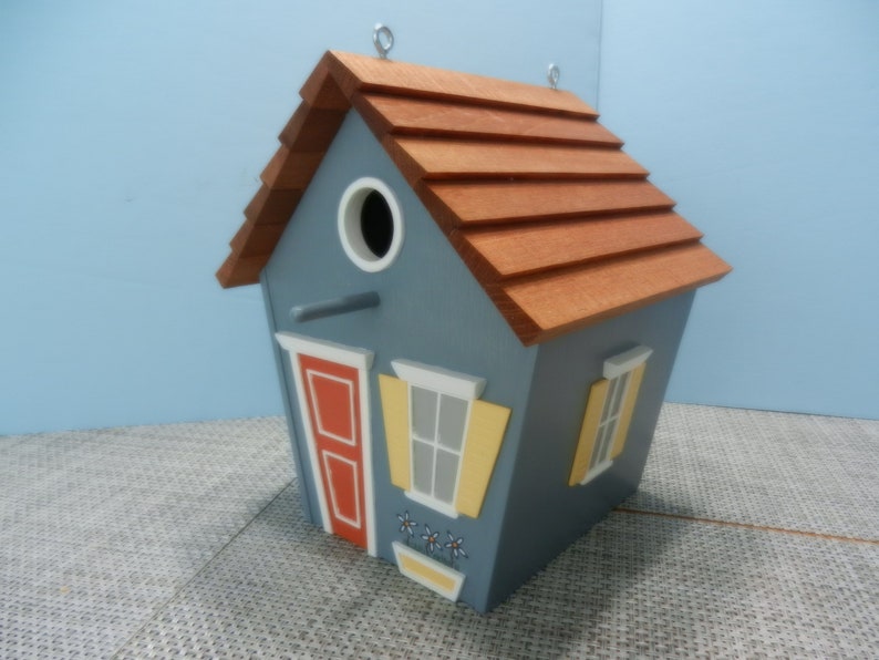 Classic Birdhouse Dk Blue W Red Door Yellow Shutters Etsy