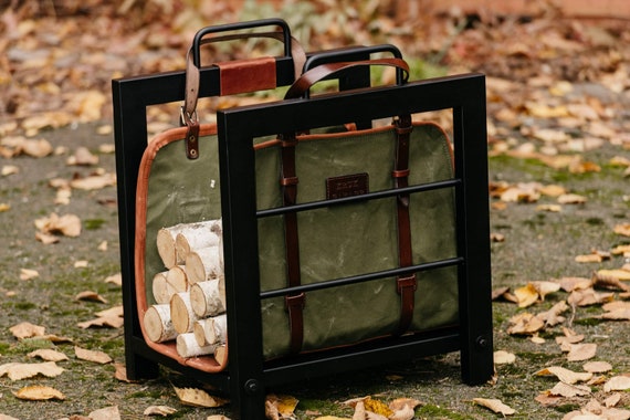 Indoor Firewood Rack with Carrier Bag