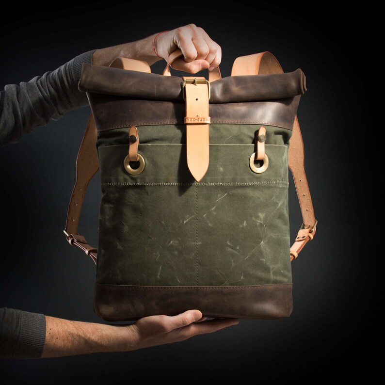 Canvas and leather Backpack Original Collection by Kruk Garage Etsy