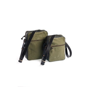 Small messenger bag Men’s crossbody bag Mini purse for men Canvas and leather shoulder bag Christmas gift
