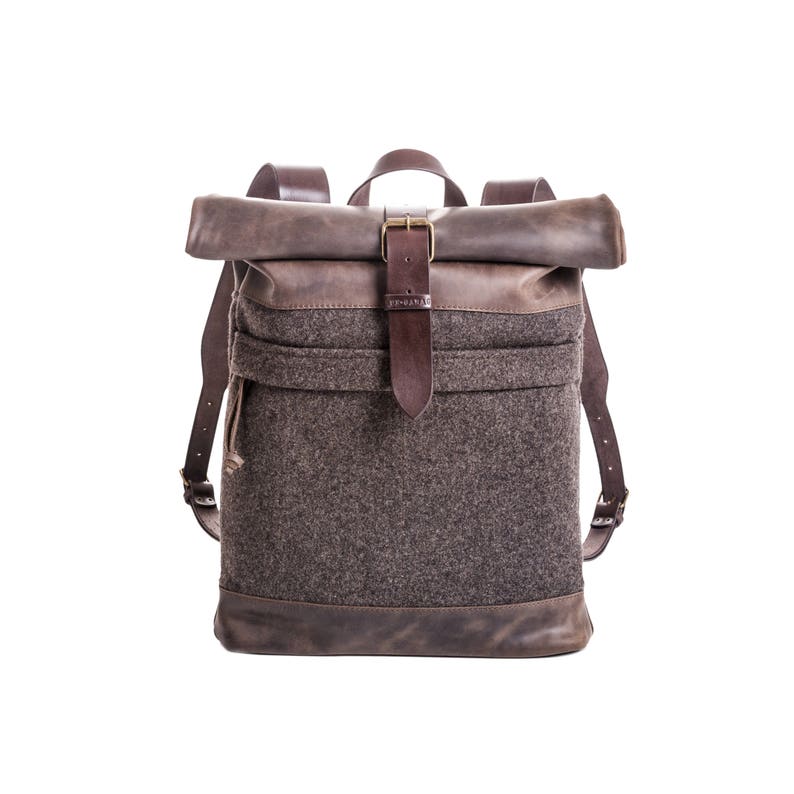 Mens Wool Felt Backpack Roll Top Backpack Winter Backpack Etsy