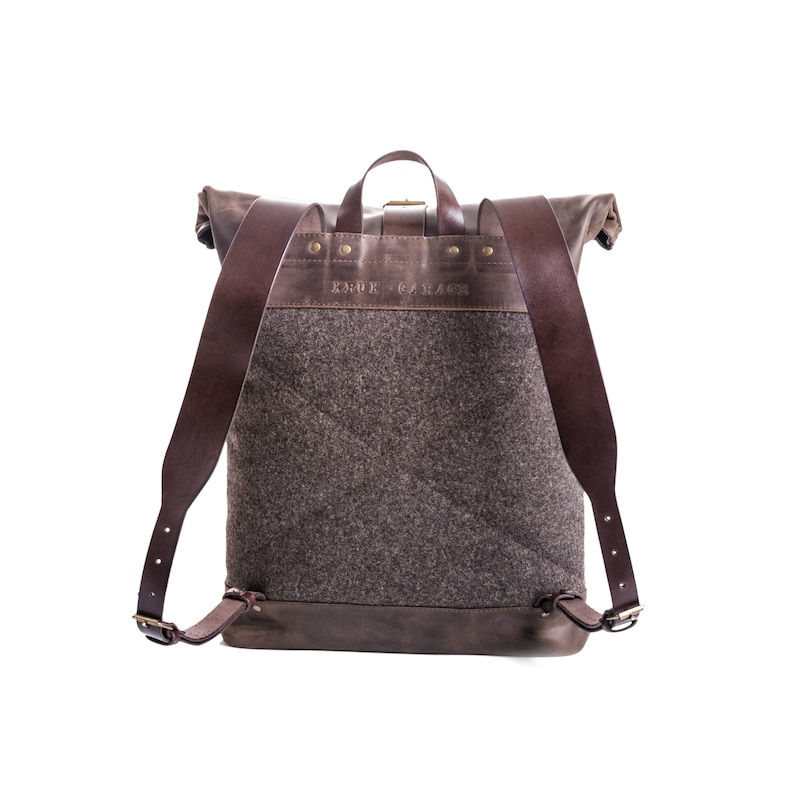 Mens Wool Felt Backpack Roll Top Backpack Winter Backpack Etsy
