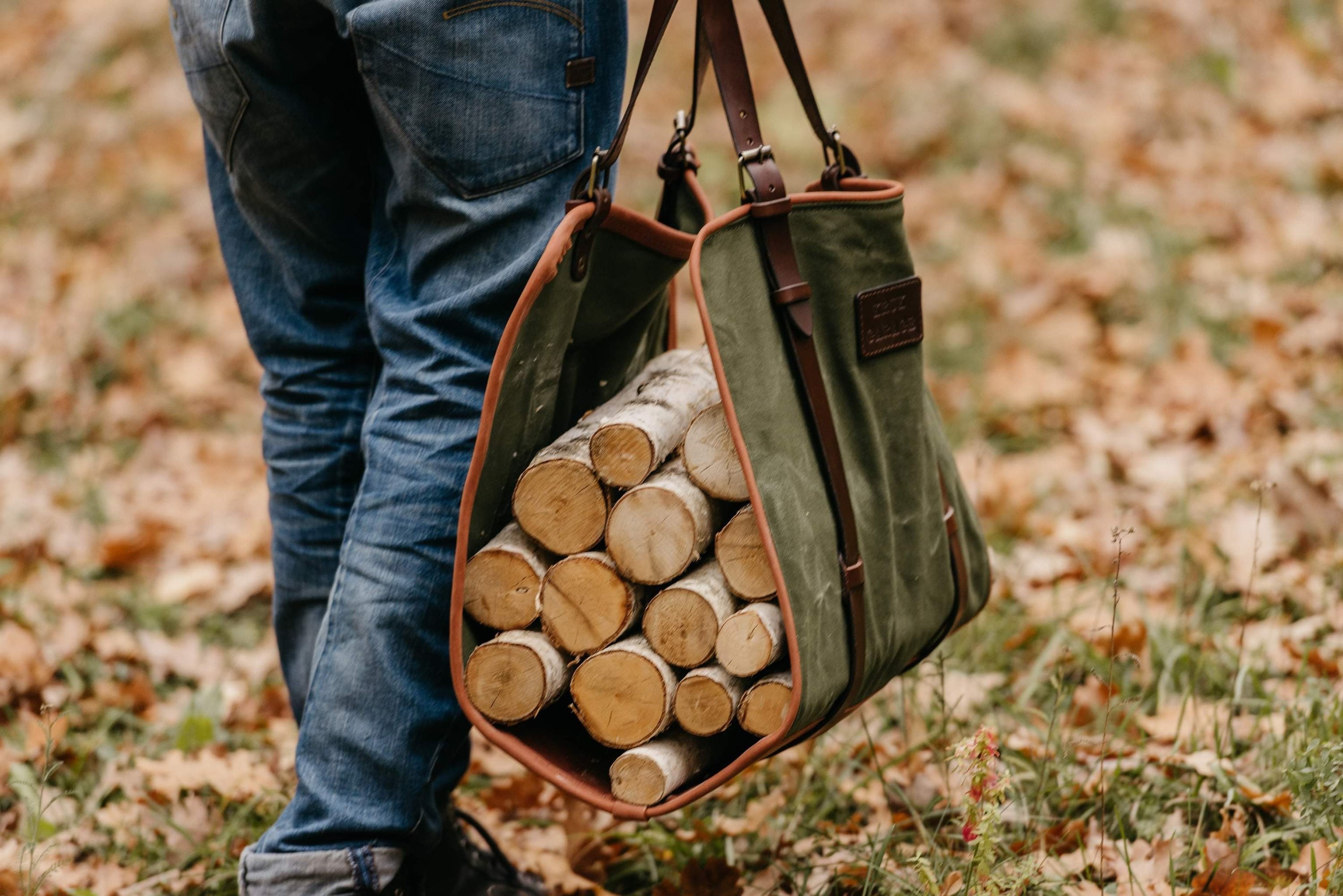 Canvas Log carrier Fireplace decor Firewood tote bag Firewood Etsy