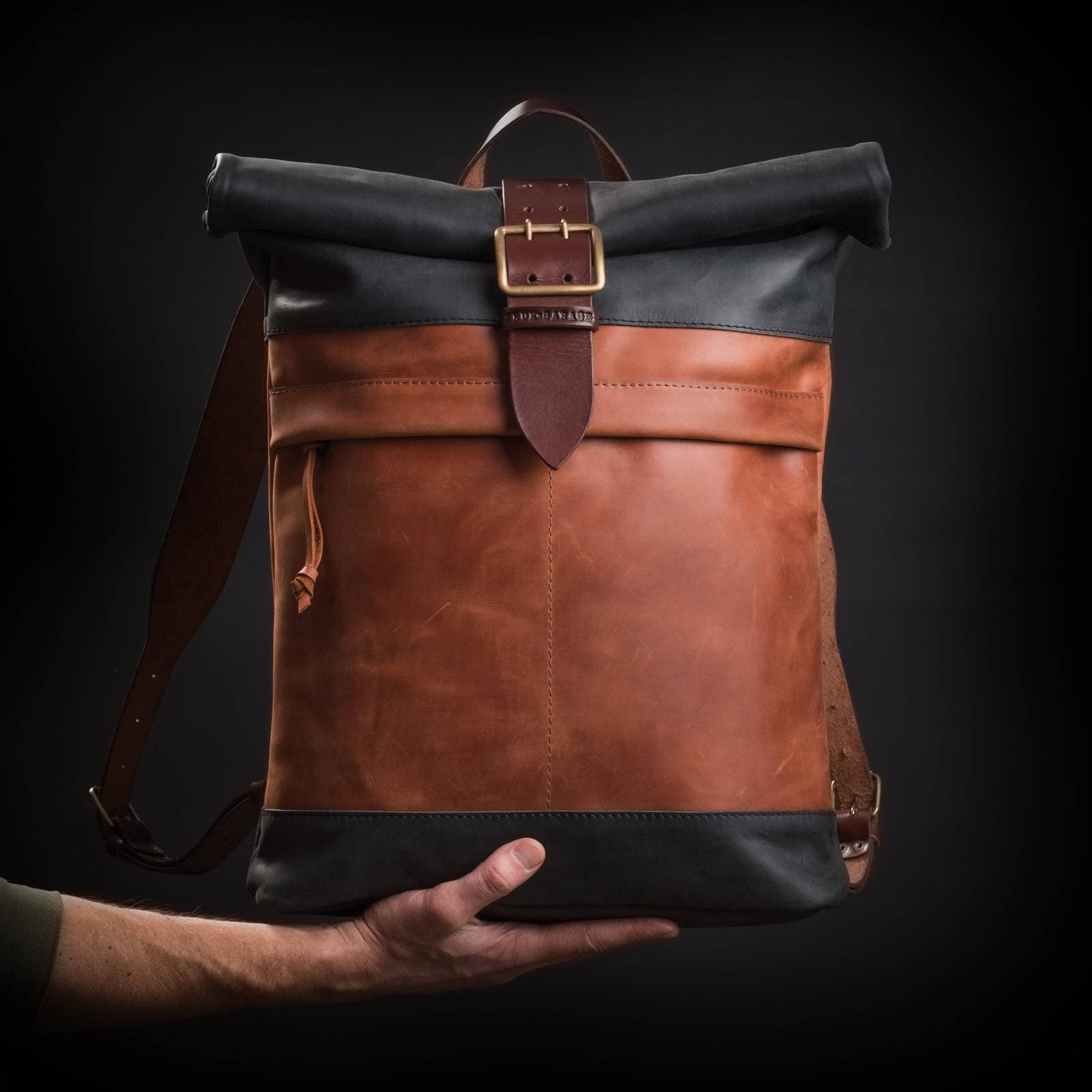 Urban Dezire Men's Leather Vintage Roll On Laptop Backpack Rucksack knapsack college bag 