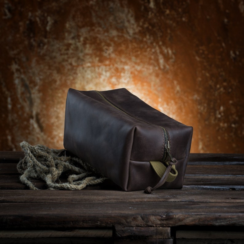 Dopp kit by Kruk Garage Travel kit Mens necessaries bag Toiletry bag Leather Mens pouch Mens gift Birthday gift FREE PERSONALIZATION