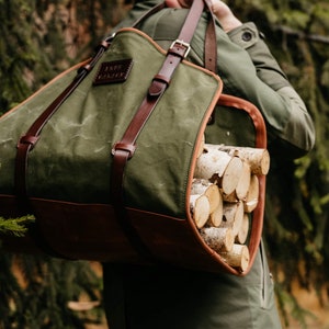 Canvas Log Carrier Fireplace Decor Firewood Tote Bag Firewood
