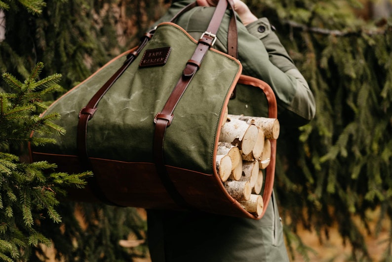 Canvas Log Carrier Fireplace Decor Firewood Tote Bag Firewood Etsy