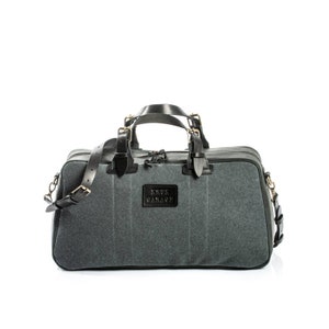 Wool felt duffel bag Leather bag Weekender bag Mens travel bag Christmas gift