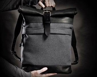 Wool felt backpack Men's laptop backpack School backpack Warm backpack Winter backpack