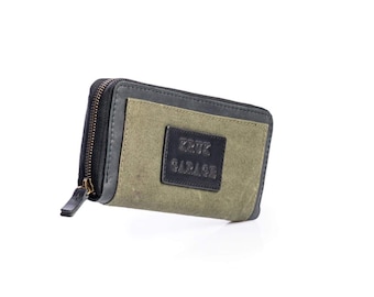 Mens wallet  Large wallet Canvas and leather wallet holder