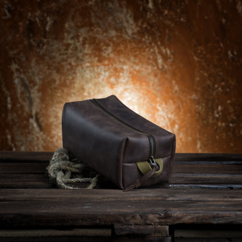 Dopp kit by Kruk Garage Travel kit Mens necessaries bag Toiletry bag Leather Mens pouch Mens gift Birthday gift FREE PERSONALIZATION