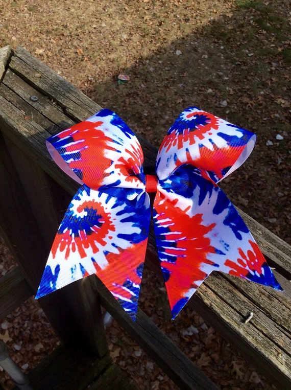 Tie dye cheer bow/cheer bow/patriotic bow/team bow/spitit Etsy