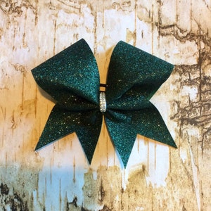 Dark Green Glitter Cheer Bow/Cheer Bows/Dark Green Cheer Bows/Team Bows/Glitter Cheer Bows