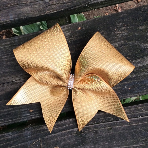 Gold Holographic Cheer Bow/Cheer Bows/Gold Cheer Bows/Gold Bows/Team Bows/ Camp Bows