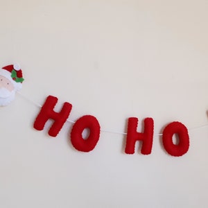 Christmas garland, Christmas wall hanging, Santa, ho ho ho, wall hanging, festive decoration, felt bunting, Santa garland, festive garland