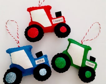 Christmas tree tractor decoration, Christmas tree decoration, personalised gift, tractors, personalised tree decorations, stocking fillers