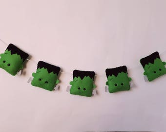 Halloween garland, Halloween decoration, Frankenstein, Adams family, monster party, kids room, felt garland, Halloween gift, trick or treat