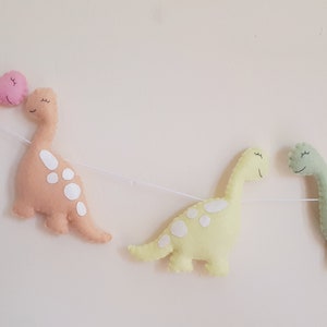 Dinosaur garland, pastel, felt garland, dinosaur decor, dinosaur, wall hanging, nursery, girls room, pastel, new baby gift, baby shower image 7