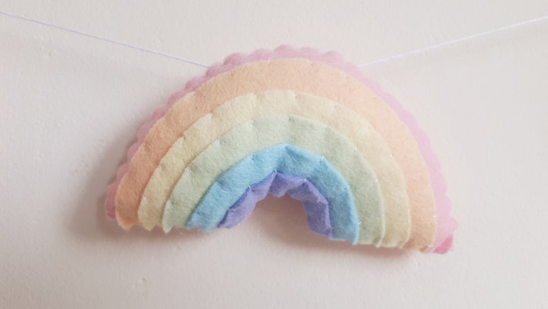 Pastel rainbow garland, wall hanging, girls room, rainbow nursery, pastel rainbow, rainbow, baby shower gift, new baby gift, pastel image 6