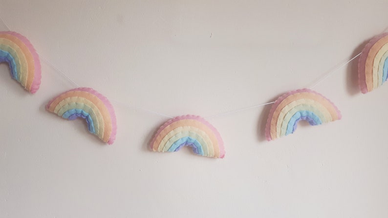 Pastel rainbow garland, wall hanging, girls room, rainbow nursery, pastel rainbow, rainbow, baby shower gift, new baby gift, pastel image 2